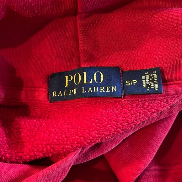 Polo Ralph Lauren S red big pony kangaroo hoody with #3 on sleeve - Picture 5 of 8